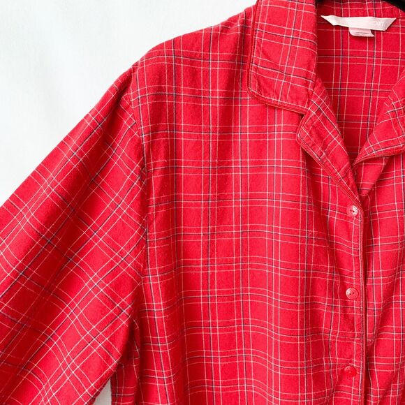 Victoria’s Secret Pajama Top Sz Small Red Plaid Long-Sleeves 100% Cotton Buttons - Picture 7 of 10